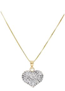 Kette mit Anh&auml;nger Firetti "Schmuck Geschenk Gold 375 Halsschmuck Halskette Goldkette Venezianer", gelb (gelbgoldfarben, wei&szlig;, kristallwei&szlig;), Halsketten, Damen, Gelbgold 375, L: 45 B: 1mm, Kette mit Anh&auml;nger, mit Kristallstein (synth.), B:1mm