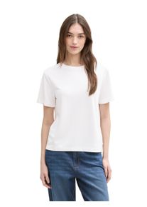 T-Shirt Tom Tailor Denim, Damen, Gr. XXL (44), wei&szlig;, Single Jersey, Obermaterial: 65% Modal, 35% Polyester, unifarben, loose fit normal, Rundhals, abgesteppte Kante, Shirts T-Shirt, mit Rundhalsausschnitt