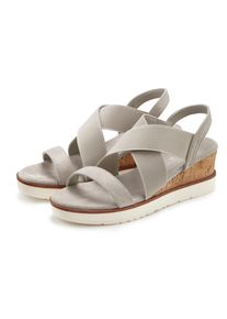 Sandalette Lascana "Sommerschuh, offener Schuh, Sandale", Damen, Gr. 36, grau, Obermaterial: 100% Textilmaterial. Decksohle: 100% Textilmaterial. Futter: 100% Lederimitat. Laufsohle: 100% Synthetik, unifarben, unifarben mit Farbeinsatz, Basic, Schuhe Sandalette, mit elastischen Riemchen VEGAN
