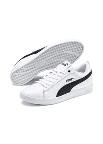 Sneaker Puma "SMASH WNS V2 L", Damen, Gr. 42,5, schwarz-wei&szlig; (Puma wei&szlig;, Puma schwarz), Leder, unifarben mit Farbeinsatz, Schuhe Sneaker, aus Leder und Synthetik, atmungsaktives Innenmaterial aus Textil
