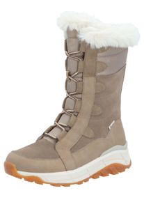 Winterboots RIEKER SPORT, Damen, Gr. 38, beige (fango kombiniert), Leder, Textil, Schuhe Winterboots, Schneeboots, Winterboots mit Lammwollfutter, Fiber Grip Laufsohle