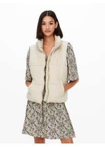 Jacqueline de Yong Steppweste JDY "JDYNEWERICA SHORT WAISTCOAT OTW NOOS", Herren, Gr. M, grau (moonbeam detail:silber zipper), Steppware, Obermaterial: 100% Polyester, unifarben, Westen Steppweste