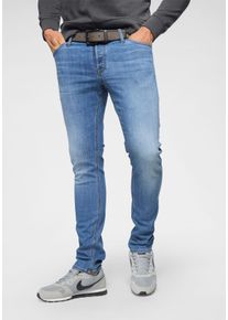 Jack & Jones Slim-fit-Jeans JACK & JONES "JJIGLENN Slim-Fit mit Stretch und praktischer 5-Pocket-Form", Herren, Gr. 36, L&auml;nge 32, blau (light blau denim), Denim/Jeans, Obermaterial: 70% Baumwolle, 28% Polyester, 2% Elasthan, Abriebeffekte, slim fit kn&ouml;chellang, Jeans Slim-fit-Jeans, Baumwollmischung, slim fit