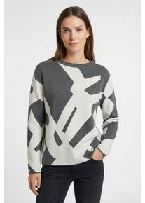 Strickpullover Rabe, Damen, Gr. 50, granit, Strick, Obermaterial: 50% Polyester, 30% Viskose, 20% Polyamid, gemustert, normal h&uuml;ftbedeckend, Rundhals, Pullover Strickpullover, mit grafischem Muster