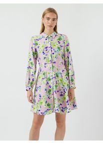 Hemdblusenkleid Y.A.S "YASKAYA LS SHIRT DRESS S. NOOS", Damen, Gr. 46, N-Gr, lila (pale lila aop:wilma), Web, Obermaterial: 85% Viskose, 15% Nylon, bedruckt, regular fit knielang, Kleider Hemdblusenkleid, Sommerkleid