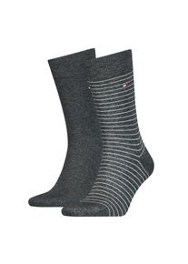 Socken Tommy Hilfiger "TH MEN SMALL STRIPE SOCK 2P", Herren, Gr. 39-42, grau (anthrazit), Baumwollmischung, Elasthan, Polyamid, normal, Socken Socken, Tommy Hilfiger-Branding