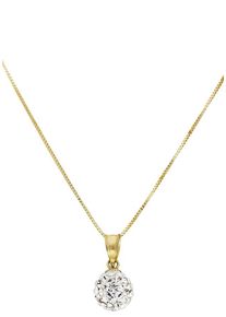 Kette mit Anh&auml;nger Firetti "Schmuck Geschenk Gold 375 Halsschmuck Halskette Goldkette Venezianer", gelb (gelbgoldfarben, wei&szlig;, kristallwei&szlig;), Halsketten, Damen, Gelbgold 375, L: 45 B: 0,6mm, Kette mit Anh&auml;nger, mit Kristallstein (synth.), B:0,6mm
