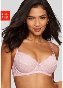 B&uuml;gel-BH Lascana "Cara", Damen, Gr. 70, Cup E, rosa (rosa, puder), Spitze, Obermaterial: 79% Polyamid, 11% Elasthan, 10% Polyester, BHs B&uuml;gel-BH, mit femininer Spitze, anteilig aus recyceltem Material, Dessous