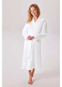 Bademantel OTTO HOME "Juna Musselin, ideal f&uuml;r Sauna & Spa, Hotelbademantel, Morgenmantel" Gr. XL, wei&szlig;, L:125cm, Musselin, Hausm&auml;ntel, Bademantel, modern, leichte Qualit&auml;t, 100% Baumwolle