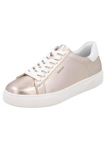 Plateausneaker Remonte, Damen, Gr. 39, beige (hellbeige, wei&szlig;), Leder, metallic, Schuhe Plateausneaker, Schn&uuml;rschuh, Freizeitschuh, Halbschuh mit Kontrastbesatz
