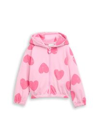 Sweatjacke Tom Tailor, M&auml;dchen, Gr. 128/134, big pink heart print, Sweatware, Obermaterial: 60% Baumwolle, 40% Polyester, bedruckt, regular fit normal, ohne Ausschnitt, elastischer Bund, Sweatjacken Sweatjacke, mit All-Over Print