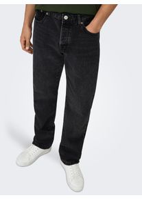 Only & Sons Regular-fit-Jeans ONLY & SONS "ONSEDGE STRAIGHT BROMO 0017 DOT DNM NOOS", Herren, Gr. 28, L&auml;nge 30, schwarz (schwarz denim), Denim/Jeans, Obermaterial: 100% Baumwolle, Abriebeffekte, regular fit, Jeans Regular-fit-Jeans