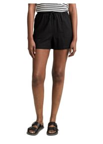 Shorts Tom Tailor Denim, Damen, Gr. M (38), N-Gr, schwarz (deep schwarz), Web, Obermaterial: 73% Viskose, 27% Leinen, unifarben, relaxed fit ca. Mitte Oberschenkel, Hosen Shorts, Sommerhose mit Taschen