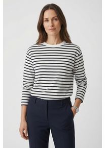 Marc O'Polo Longsleeve MARC O'POLO DENIM, Damen, Gr. L, sanftes wei&szlig;, Jersey, Obermaterial: 100% Baumwolle, geringelt, regular fit normal, Rundhals, Shirts Longsleeve, regular fit, aus Heavy Slub Jersey, Rundhals