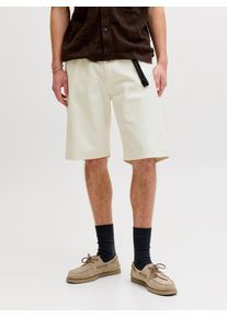 Jack & Jones Bermudas JACK & JONES "JJIALEX JJORIGINAL SHORTS SQ 075", Herren, Gr. XS, N-Gr, cloud dancer, Web, Obermaterial: 100% Baumwolle, unifarben, relaxed fit kniebedeckend, Hosen Bermudas