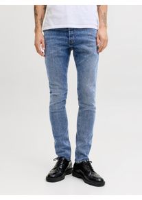 Jack & Jones Slim-fit-Jeans JACK & JONES "JJIGLENN Slim-Fit mit Stretch und praktischer 5-Pocket-Form", Herren, Gr. 34, L&auml;nge 30, blau denim1, Denim/Jeans, Obermaterial: 71% Baumwolle, 28% Polyester, 1% Elasthan, Abriebeffekte, slim fit kn&ouml;chellang, Jeans Slim-fit-Jeans, Baumwollmischung, slim fit