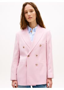 Kurzblazer Tommy Hilfiger "TIMELESS WOOL DB BLAZER", Damen, Gr. 36, bon. pink, Web, Obermaterial: 54% Polyester, 44% Wolle, 2% Elasthan, unifarben, bequem, V-Ausschnitt, Blazer Kurzblazer, mit doppelreihiger Knopfleiste