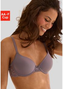 Schalen-BH Lascana "Vittoria", Damen, Gr. 90, Cup B, grau, Spitze, Obermaterial: 84% Polyamid (TACTEL), 16% Elasthan (LYCRA), Basic, BHs Schalen-BH, mit B&uuml;gel und R&uuml;cken aus floraler Spitze
