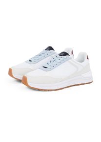 Keilsneaker Tommy Hilfiger "CASUAL FASHION RUNNER MIX", Damen, Gr. 41, wei&szlig; (wei&szlig; kombiniert), Leder, Lederimitat, Textil, Schuhe Keilsneaker, Freitzeitschuh, Halbschuh, Schn&uuml;rschuh im Kontrast-Look