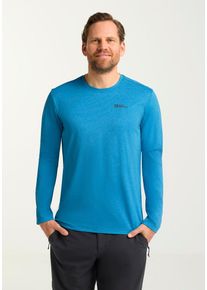 Rundhalspullover Jack Wolfskin "SKY THERMAL L/S M", Herren, Gr. M (50), blau (aurorablau), Obermaterial: 100% Polyester, Pullover Rundhalspullover