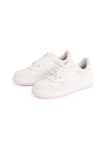 Plateausneaker Tommy Jeans "TJW RETRO BASKET WASHED SUEDE", Damen, Gr. 41, rosa (wei&szlig;, rose), Leder, Lederimitat, Schuhe Plateausneaker, Freizeitschuh, Halbschuh, Schn&uuml;rschuh im Basket Look