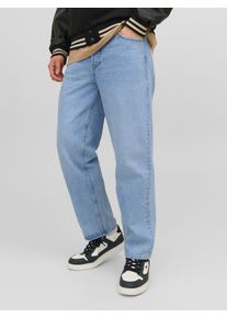 Jack & Jones Loose-fit-Jeans JACK & JONES "JJIEDDIE JJORIGINAL MF 710", Herren, Gr. 29, L&auml;nge 32, blau (light, blau, denim), Denim/Jeans, Obermaterial: 100% Baumwolle, clean, loose fit kn&ouml;chellang, Jeans Loose-fit-Jeans