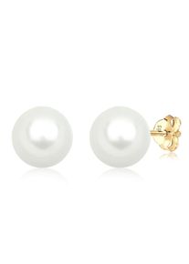 Paar Ohrstecker Elli Premium "Ohrringe Muschelkernperlen Basic Klassisch 585 Gelbgold", wei&szlig;, Ohrringe, Damen, ohne Stein, Gelbgold 585, Paar Ohrstecker