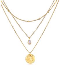 Silberkette Elli Premium "Halskette Layer Labradorit Pl&auml;ttchen Anh&auml;nger 925 Silber" Gr. 40, gold, Halsketten, Damen, Silber 925 (Sterlingsilber), Silberkette