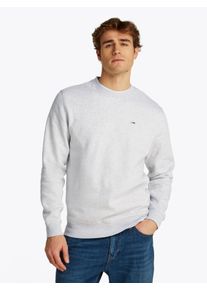 Sweatshirt Tommy Jeans "TJM REGULAR FLAG CREW NECK", Herren, Gr. XL, grau (silber grau heather), Sweatware, Obermaterial: 80% Baumwolle, 20% Polyester, unifarben, regular fit normal, Rundhals, eingesetzt Rippb&uuml;ndchen, Sweatshirts Sweatshirt, Mit besticktem Markenlogo auf Brusth&ouml;he