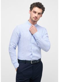 Langarmhemd Eterna "SLIM FIT", Damen, Gr. 42, Normalgr&ouml;&szlig;en, blau, 100% Leinen, schmal, Manschette, Hemden Langarmhemd, EASY IRON (b&uuml;gelleicht)