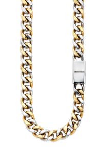 Edelstahlkette Bruno Banani "Schmuck Geschenk breite Kette bicolor", edelstahlfarben, gelbgoldfarben, Halsketten, Damen, Edelstahl, L: 55 B: 12mm, Edelstahlkette, B:12mm