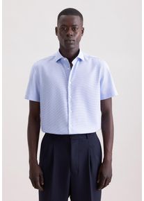 Businesshemd Seidensticker "Schwarze Rose", Damen, Gr. XL (43), normale &Auml;rmell&auml;ngen, mittelblau, 100% Baumwolle, Strukturmuster, slim fit, Hemden Businesshemd, Slim 1/2 Kentkragen Struktur