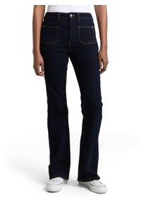 Bootcut-Jeans Tom Tailor Denim "AVA", Damen, Gr. 29, L&auml;nge 30, rinsed blau denim, Denim/Jeans, Obermaterial: 99% Baumwolle, 1% Elasthan, unifarben, bootcut fit lang, Jeans Bootcut-Jeans, mit Taschen