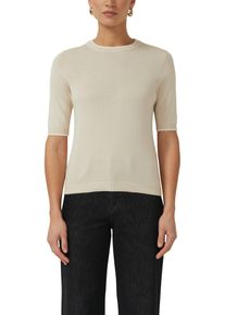 Rundhalspullover s.Oliver BLACK LABEL, Damen, Gr. 44, grau beige, Strick, Obermaterial: 50% Baumwolle, 50% Modal, unifarben, regular fit normal, Rundhals, Rippb&uuml;ndchen, Pullover Rundhalspullover, mit Rippb&uuml;ndchen