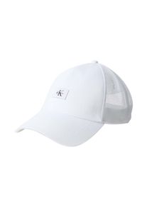Trucker Cap Calvin Klein Jeans "MONOLOGO WOVEN PATCH TRUCKER", Damen, hellwei&szlig;, Web;Netz, Baumwolle, unifarben, Caps Trucker Cap, Netzeinsatz, Gr&ouml;&szlig;e individuell verstellbar