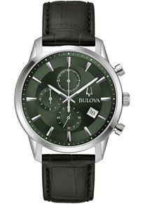 Chronograph Bulova, schwarz (schwarz, dunkelgr&uuml;n), Armbanduhren, Damen, Chronograph, Armbanduhr, Quarzuhr, Herrenuhr, Damenuhr, Lederarmband, Datum