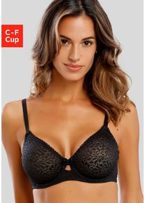 Minimizer-BH Nuance, Damen, Gr. 105, Cup F, schwarz, Spitze, Obermaterial: 91% Polyamid, 9% Elasthan, BHs Minimizer-BH, mit B&uuml;gel aus leicht transparenter Spitze, Dessous