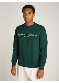 Sweatshirt Tommy Hilfiger "TOMMY LOGO", Herren, Gr. XL, gr&uuml;n (ornamental gr&uuml;n), Sweatware, Obermaterial: 70% Baumwolle, 30% Polyester, normal h&uuml;ftbedeckend, Rundhals, eingesetzt Rippb&uuml;ndchen, Sweatshirts Sweatshirt, unifarben, casual, regular fit, Baumwollmix, Rundhals