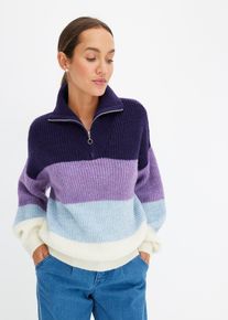 bonprix Troyer Pullover, lila, Gr.32/34 (XS), modischer Troyer-Pullover mit Rei&szlig;verschluss