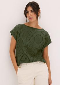 bonprix Shirt mit Lochspitze, gr&uuml;n, Gr.40/42 (M), stillsicheres Shirt mit verspielter Lochspitze, 100% Baumwolle