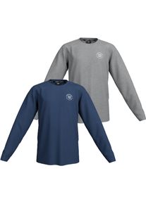 H.I.S. Langarmshirt H.I.S "2er Pack Shirts mit Logoprint f&uuml;r Jungen", Jungen, Gr. 176/182, grau (marine, anthrazit meliert), Jersey, Obermaterial: 100% Baumwolle. Obermaterial Melange: 60% Baumwolle, 40% Polyester, unifarben, Basic, Shirts Langarmshirt, F&uuml;r TEENS. 2er Pack Shirts, Topseller