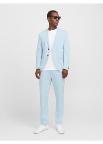 Jack & Jones Anzug JACK & JONES "JPRFRANCO Extra schmal, pflegeleicht, stilvoll mit fallendem Revers", Herren, Gr. 46, N-Gr, chambray blau, Web, Obermaterial: 78% Polyester, 17% Viskose, 5% Elasthan, unifarben, slim fit, Anz&uuml;ge Anzug, Materialmix, slim fit