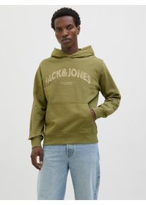 Jack & Jones Kapuzensweatshirt JACK & JONES "JORALMERIA SWEAT HOOD", Herren, Gr. XL, beige (cedar), angeraute Sweatware, Obermaterial: 100% Baumwolle, bedruckt, regular fit taillenbedeckt, ohne Ausschnitt, Rippb&uuml;ndchen, Sweatshirts Kapuzensweatshirt, mit Logo Print