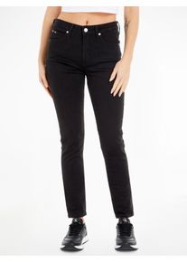 Skinny-fit-Jeans Calvin Klein Jeans "MID RISE SKINNY", Damen, Gr. 25, L&auml;nge 32, schwarz (denim schwarz), Denim/Jeans, Obermaterial: 89% Baumwolle, 8% Elastomultiester, 3% Elasthan, unifarben, skinny fit lang, Jeans Skinny-fit-Jeans, 5-Pocket-Form