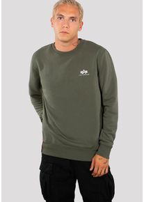 Sweatshirt Alpha Industries "Basic Sweater small Logo", Herren, Gr. 3XL, gr&uuml;n (schwarz olive), angeraute Sweatware, Obermaterial: 80% Baumwolle, 20% Polyester, bedruckt, normal normal, Rundhals, Rippb&uuml;ndchen, Sweatshirts Sweatshirt, Baumwollmischung, regular fit