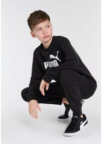 Trainingsanzug Puma "ESS NO.1 LOGO CREW SWEAT SUIT TR B", Jungen, Gr. 164, schwarz (Puma schwarz), Sweatware, Obermaterial: 68% Baumwolle, 32% Polyester, bedruckt, regular fit, Sportanz&uuml;ge Trainingsanzug, f&uuml;r Jugendliche, mit Rundhalsausschnitt, mit gerippten B&uuml;ndchen