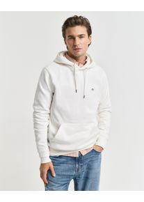 Hoodie Gant "REG SHIELD HOODIE", Herren, Gr. 3XL, beige (eggshell), Sweatware, Obermaterial: 80% Baumwolle, 20% Polyester, unifarben, regular fit h&uuml;ftlang, elastischer Bund, Sweatshirts Hoodie, mit Logostickerei auf der Brust
