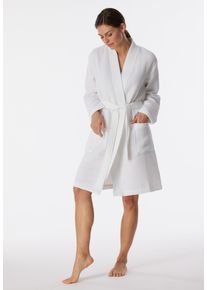 Damenbademantel Schiesser "Original Classics", Damen, Gr. XL, wei&szlig; (100, wei&szlig;), Baumwolle, unifarben, Midil&auml;nge, Hausm&auml;ntel Damenbademantel, aufgesetzte Taschen, Baumwolle, Waffelpiqu&eacute;