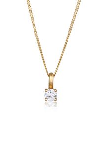 Silberkette Elli DIAMONDS "Halskette Diamant Wei&szlig; Brillantschliff (0.034 ct) 585 Gelbgold" Gr. 42, gold, Halsketten, Damen, mit Diamanten, Gelbgold 585, Silberkette