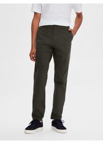 Chinos Selected "SLH175-SLIM NEW MILES FLEX PANT NOOS", Herren, Gr. 32, L&auml;nge 32, gr&uuml;n (forest night), Web, Obermaterial: 91% Baumwolle, 6% Elastomultiester, 3% Elasthan, unifarben, slim fit lang, Hosen Chinos, Baumwollmischung, slim fit